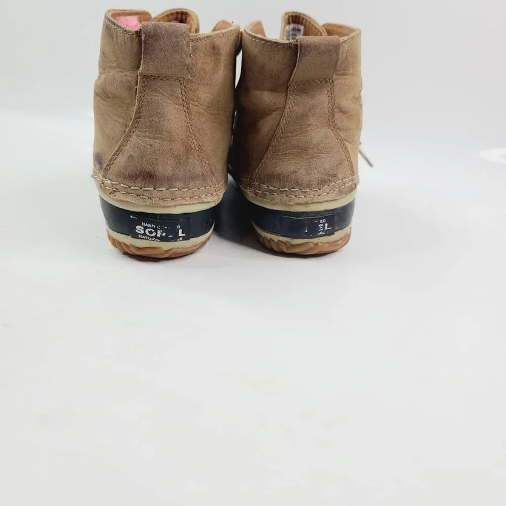 Sorel Women's‎ Tan Black Out N About NL2133-286 Leather Rain Duck Boots Size 8